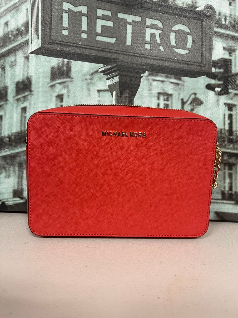 Michael Kors Jet Set Saffiano Camera Crossbody Bag 35T8GTTC9L Terracotta